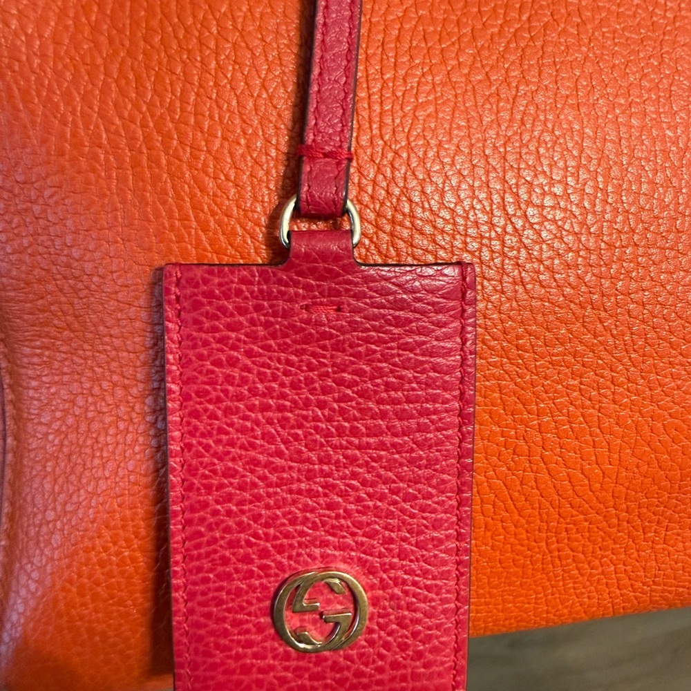 Gucci Orange Leather Tote with Pink Accent - Picture 9 of 16
